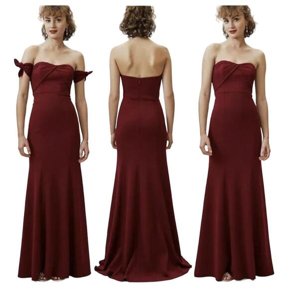 Anthropologie BHLDN Delilah Dress Watters & Watters Gown Bordeaux Red 2 NWT - Picture 1 of 9